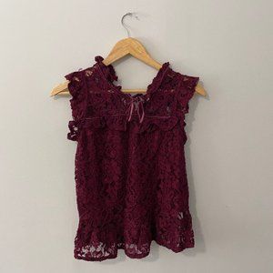 Sirens Burgundy Lace Top Size Small
